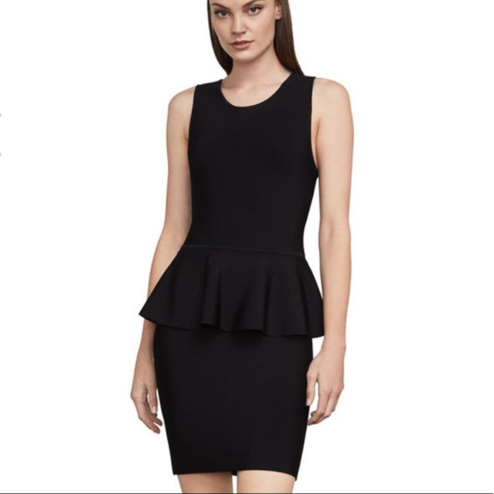 BCBGMaxazria Black peplum bodycon dress